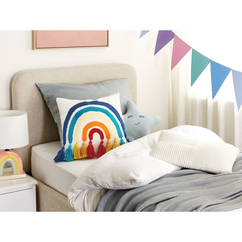 2 bawełniane poduszki dekoracyjne motyw tęczy 45 x 45 cm wielokolorowe DORSTENIA