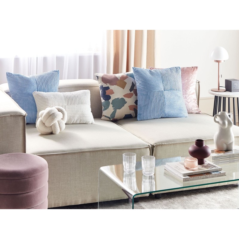 Zestaw 2 poduszek dekoracyjnych MILLET Sztruks 43 x 43 cm Niebieski Wzór geometryczny