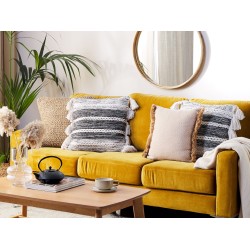 Poduszka dekoracyjna ROCHEA Bawełna 45 x 45 cm Czarny W paski