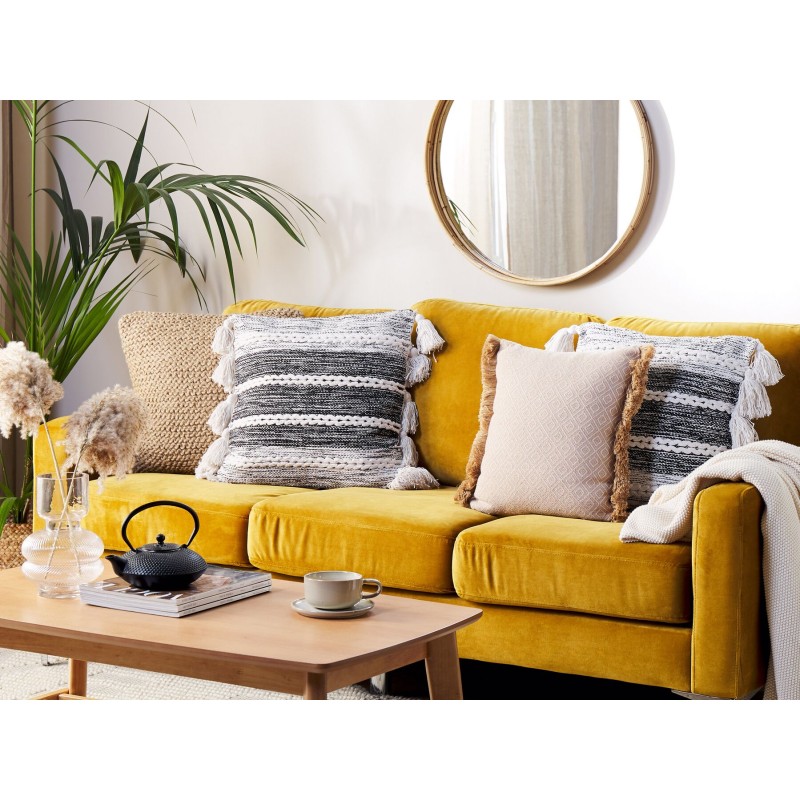 Poduszka dekoracyjna ROCHEA Bawełna 45 x 45 cm Czarny W paski