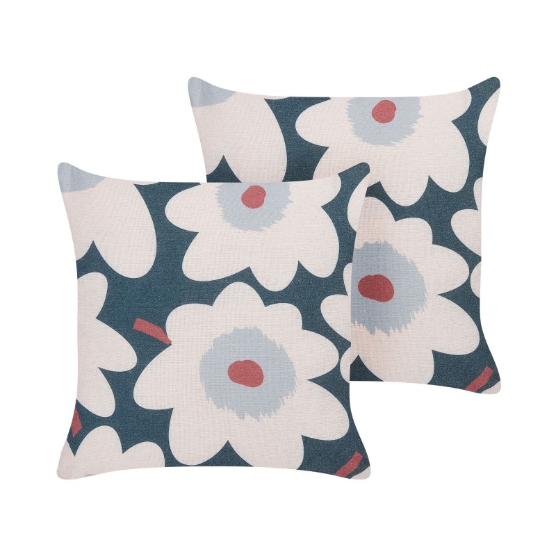 Zestaw 2 poduszek dekoracyjnych SESBANIA 45 x 45 cm Kolorowy Wzór kwiatowy