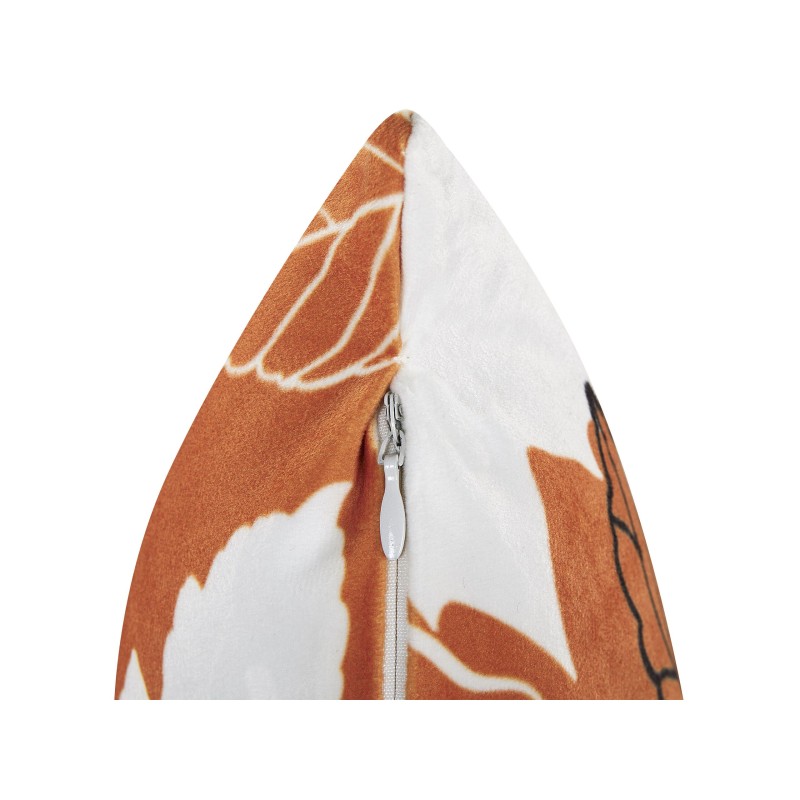 Zestaw 2 poduszek dekoracyjnych POINSETTIA Welur 45 x 45 cm Pomarańczowy Wzór roślinny