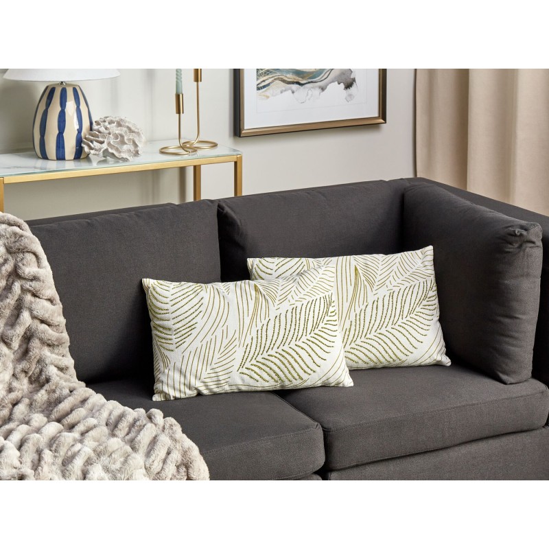 Zestaw 2 poduszek dekoracyjnych SPANDOREA Bawełna 30 x 50 cm Zielony Wzór roślinny