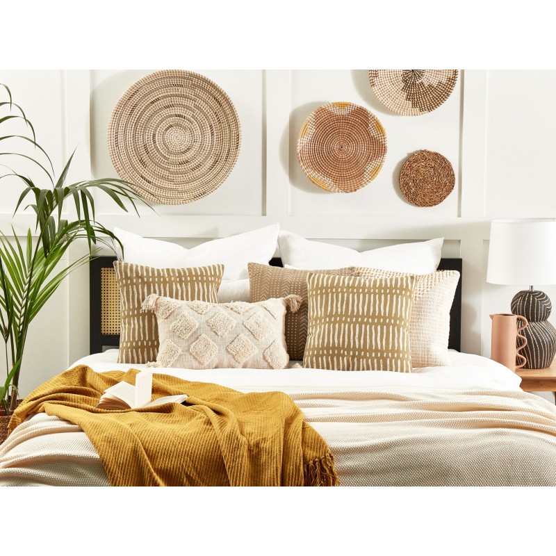 Poduszka dekoracyjna SALIX Bawełna 45 x 45 cm Piaskowy W paski