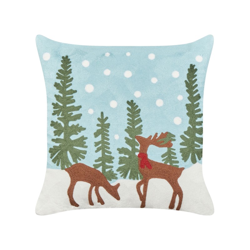 2 poduszki bawełniane motyw świąteczny 45 x 45 cm niebieskie PEPPERMINT