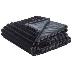 Narzuta na łóżko RAKYA Sztuczne futro 200 x 220 cm Czarny