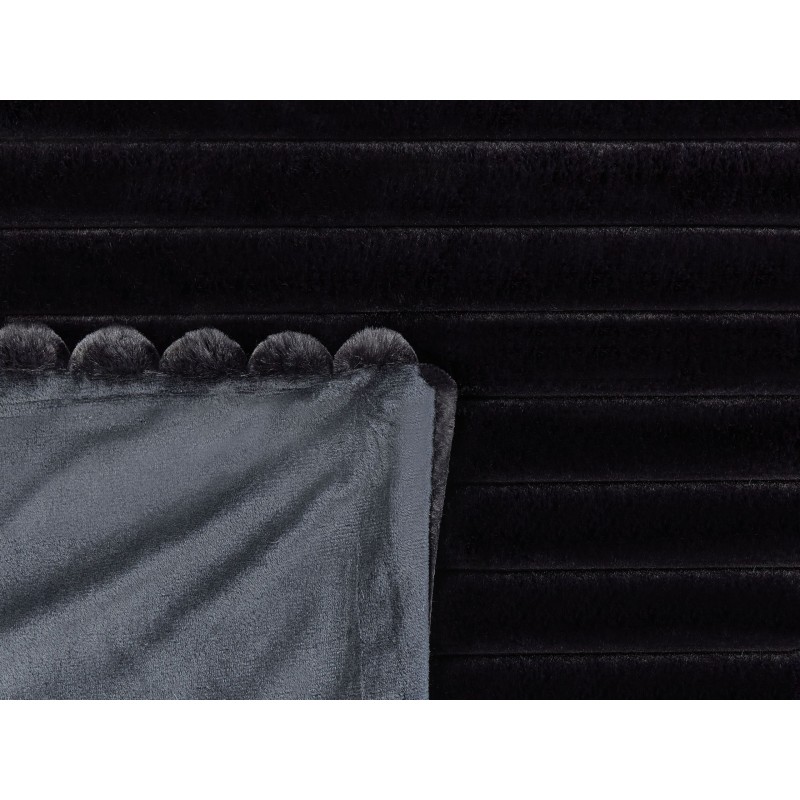 Narzuta na łóżko RAKYA Sztuczne futro 200 x 220 cm Czarny