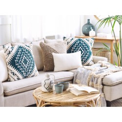 Poduszka dekoracyjna SAFI Bawełna 50 x 50 cm Niebieski Wzór geometryczny