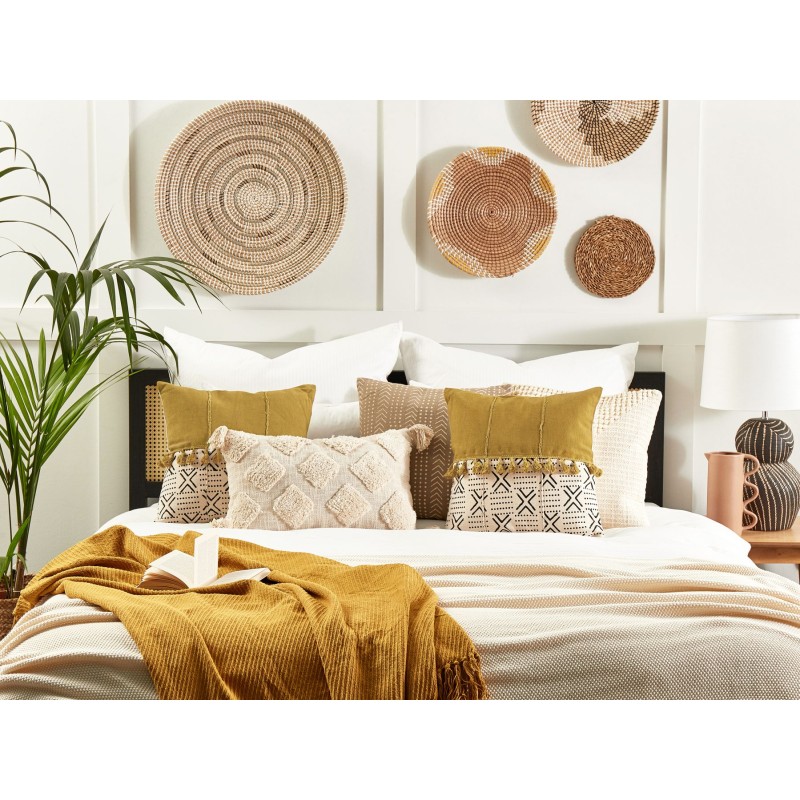 Poduszka dekoracyjna WOODI Bawełna 45 x 45 cm Żółty Wzór geometryczny