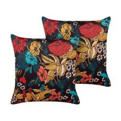 Zestaw 2 poduszek dekoracyjnych PROTEA Welur 45 x 45 cm Kolorowy Wzór kwiatowy