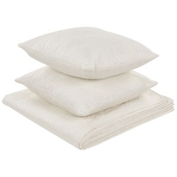 Narzuta na łóżko z poduszkami RUDKHAN 140 x 210 cm Kremowy