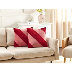 Zestaw 2 poduszek dekoracyjnych BORONIA Bawełna 45 x 45 cm Czerwony Wzór świąteczny