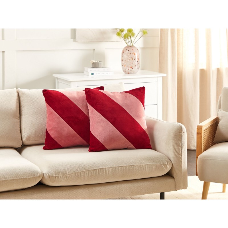 Zestaw 2 poduszek dekoracyjnych BORONIA Bawełna 45 x 45 cm Czerwony Wzór świąteczny