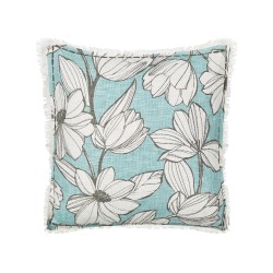 Zestaw 2 poduszek dekoracyjnych CYANOTIS Bawełna 45 x 45 cm Błękitny Wzór kwiatowy