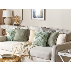 Poduszka dekoracyjna PICTUS Welur 45 x 45 cm Zielony Wzór roślinny