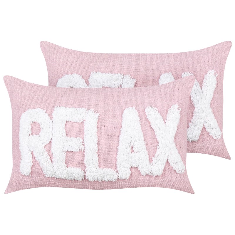 2 bawełniane poduszki dekoracyjne 30 x 50 cm pastelowy róż RELAXIFY