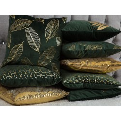 Zestaw 2 poduszek dekoracyjnych FREESIA Welur 45 x 45 cm Ciemnozielony Wzór roślinny