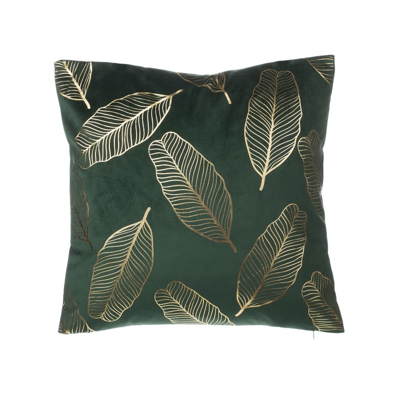 Zestaw 2 poduszek dekoracyjnych FREESIA Welur 45 x 45 cm Ciemnozielony Wzór roślinny