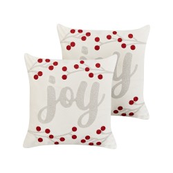 Zestaw 2 poduszek dekoracyjnych PRALINE Welur 45 x 45 cm Biały Wzór świąteczny