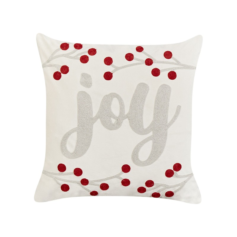 Zestaw 2 poduszek dekoracyjnych PRALINE Welur 45 x 45 cm Biały Wzór świąteczny