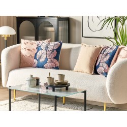 Zestaw 2 poduszek dekoracyjnych CHRYSANTHEMUM Welur 45 x 45 cm Ciemnoniebieski Wzór roślinny