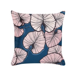 Zestaw 2 poduszek dekoracyjnych CHRYSANTHEMUM Welur 45 x 45 cm Ciemnoniebieski Wzór roślinny