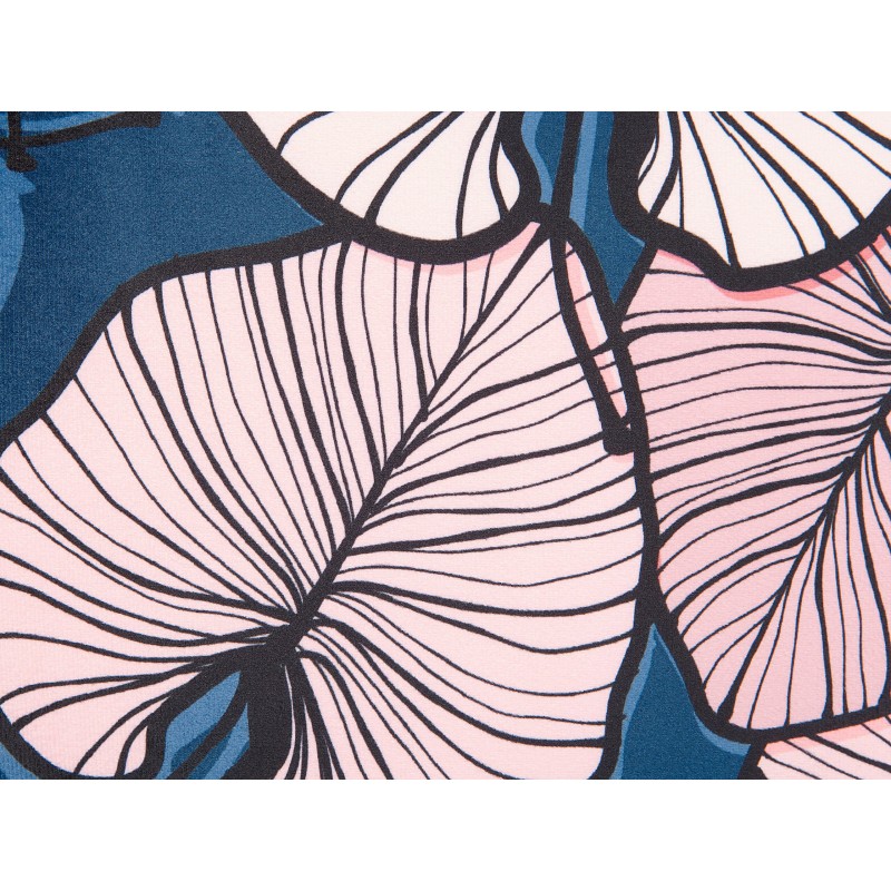 Zestaw 2 poduszek dekoracyjnych CHRYSANTHEMUM Welur 45 x 45 cm Ciemnoniebieski Wzór roślinny