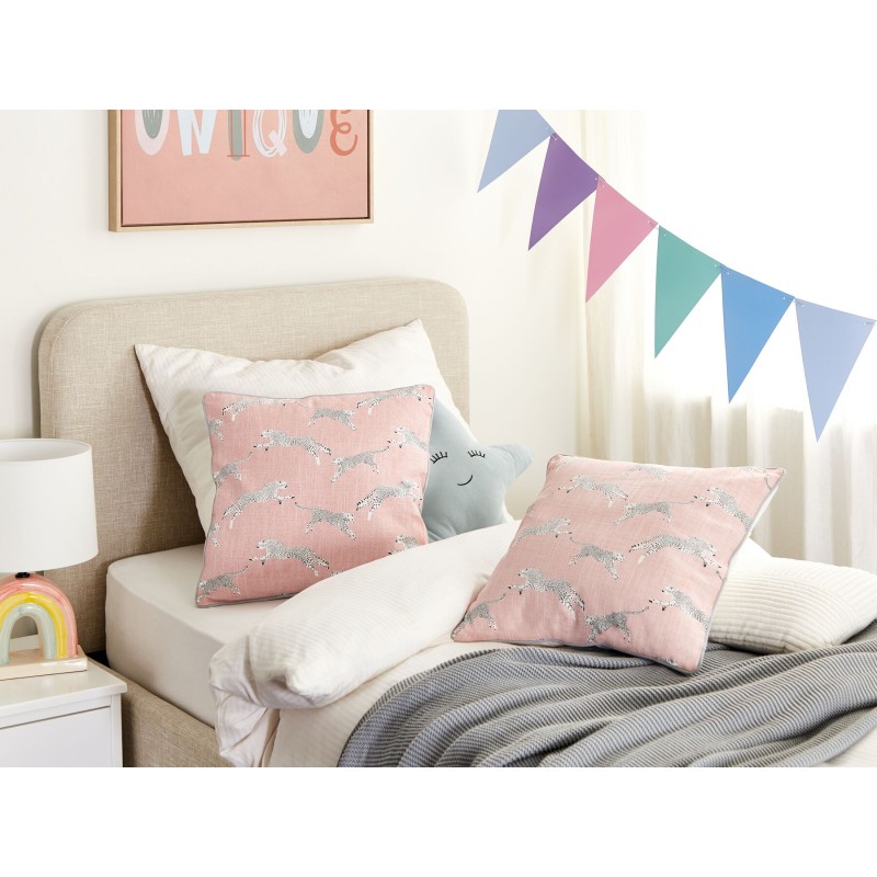 Zestaw 2 poduszek dekoracyjnych ARALES Bawełna 45 x 45 cm Pastelowy róż Wzór zwierzęcy