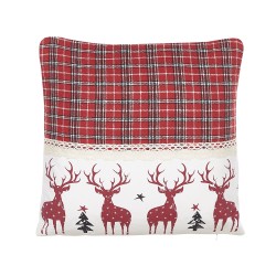 Zestaw 2 poduszek dekoracyjnych ROBBIE 45 x 45 cm Czerwony Wzór świąteczny