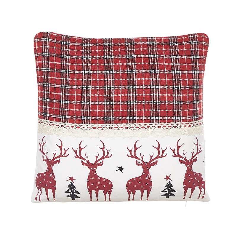 Zestaw 2 poduszek dekoracyjnych ROBBIE 45 x 45 cm Czerwony Wzór świąteczny