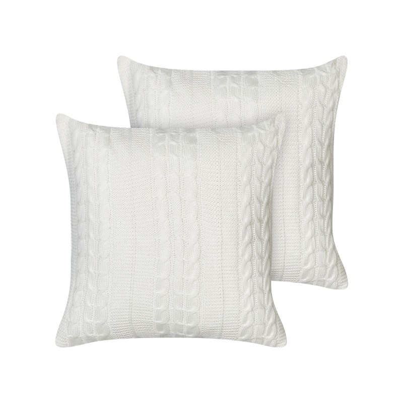 Zestaw 2 poduszek dekoracyjnych CADETIA Bawełna 45 x 45 cm Biały Jednolity
