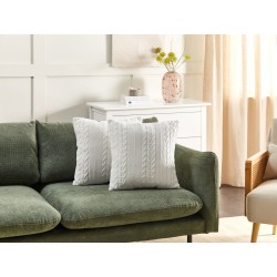 Zestaw 2 poduszek dekoracyjnych CADETIA Bawełna 45 x 45 cm Biały Jednolity