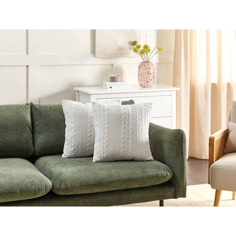 Zestaw 2 poduszek dekoracyjnych CADETIA Bawełna 45 x 45 cm Biały Jednolity