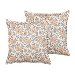 Zestaw 2 poduszek dekoracyjnych MEADIA Bawełna 45 x 45 cm Czerwony Wzór kwiatowy