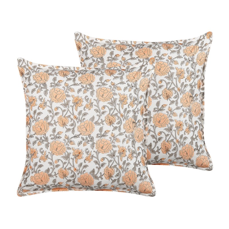 Zestaw 2 poduszek dekoracyjnych MEADIA Bawełna 45 x 45 cm Czerwony Wzór kwiatowy