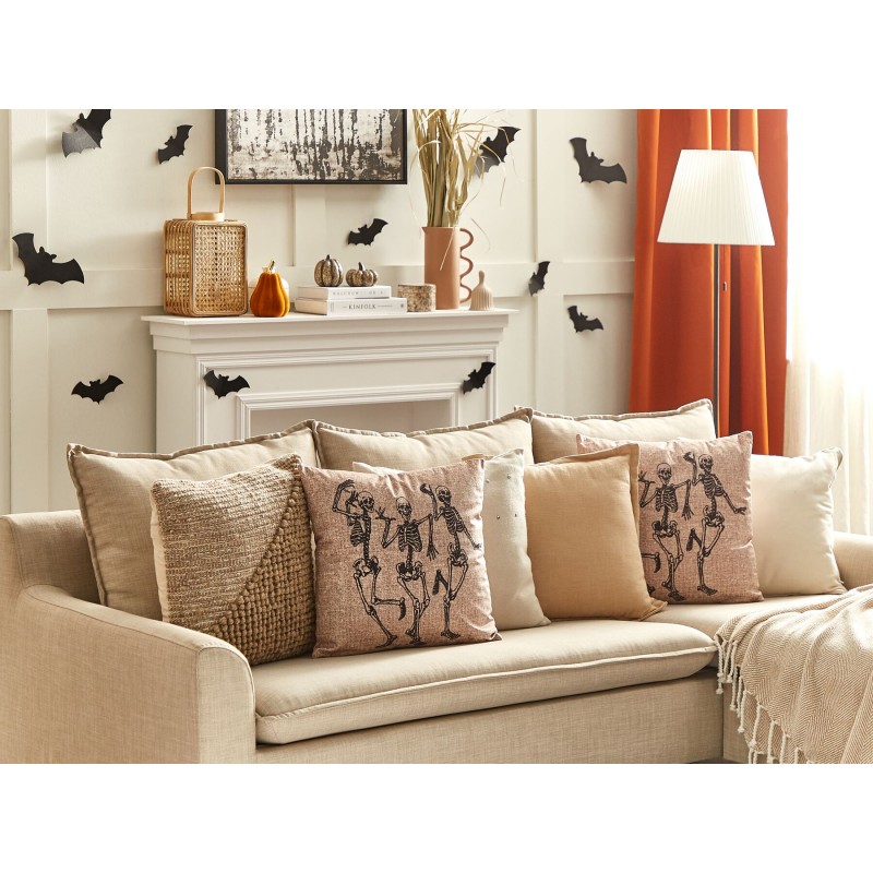 Zestaw 2 poduszek dekoracyjnych MORTESTI Welur 45 x 45 cm Jasnobeżowy Wzór abstrakcyjny