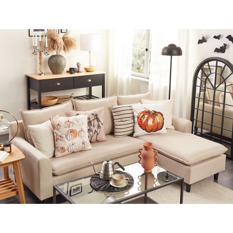 Zestaw 2 poduszek dekoracyjnych MORTESTI Welur 45 x 45 cm Jasnobeżowy Wzór abstrakcyjny