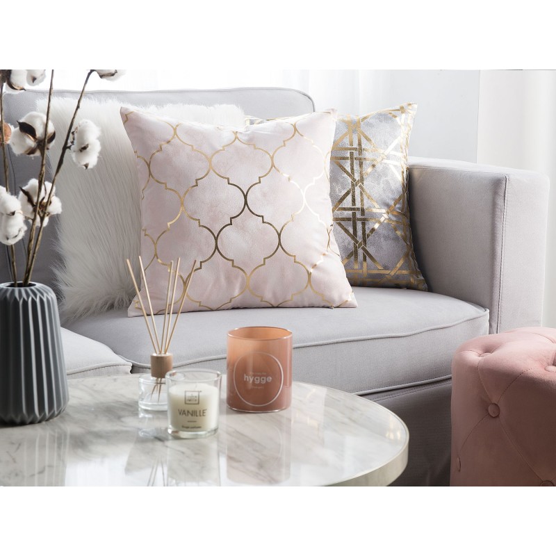 Zestaw 2 poduszek dekoracyjnych ALYSSUM 45 x 45 cm Różowy Wzór marokańskiej koniczyny