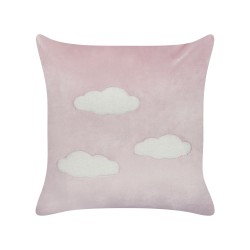 2 welurowe poduszki dekoracyjne haftowane w chmury 45 x 45 cm różowe IPOMEA
