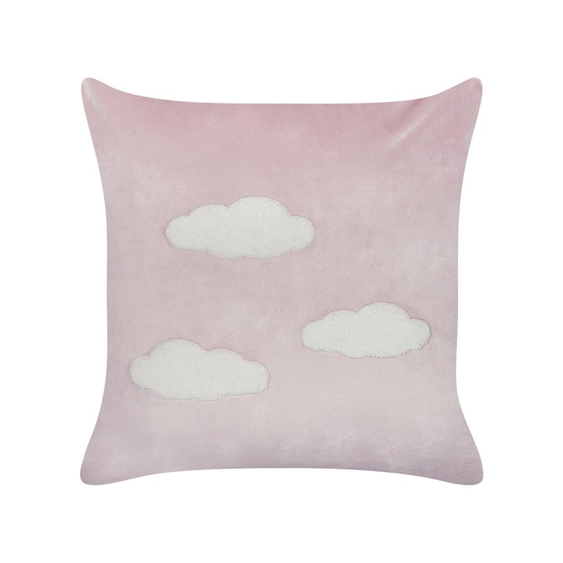 2 welurowe poduszki dekoracyjne haftowane w chmury 45 x 45 cm różowe IPOMEA