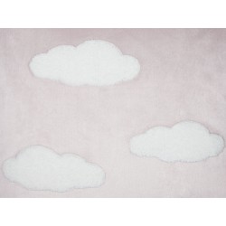 2 welurowe poduszki dekoracyjne haftowane w chmury 45 x 45 cm różowe IPOMEA