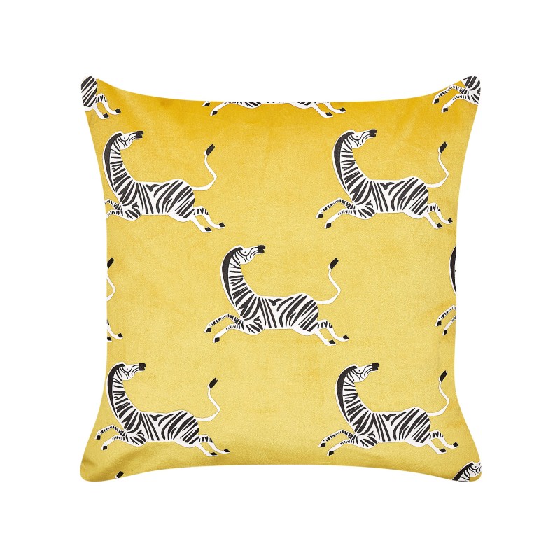 Zestaw 2 poduszek dekoracyjnych ACONITUM Welur 45 x 45 cm Żółty Wzór zwierzęcy