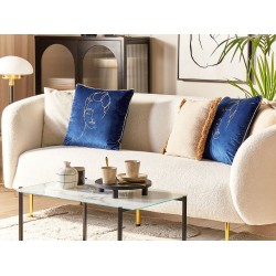 Zestaw 2 poduszek dekoracyjnych CROCUS Welur 45 x 45 cm Ciemnoniebieski Wzór abstrakcyjny