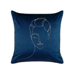 Zestaw 2 poduszek dekoracyjnych CROCUS Welur 45 x 45 cm Ciemnoniebieski Wzór abstrakcyjny