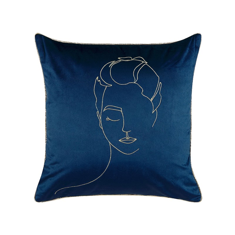 Zestaw 2 poduszek dekoracyjnych CROCUS Welur 45 x 45 cm Ciemnoniebieski Wzór abstrakcyjny