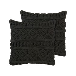 Zestaw 2 poduszek dekoracyjnych MUDANYA Bawełna 45 x 45 cm Czarny Wzór geometryczny