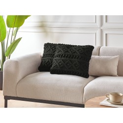 Zestaw 2 poduszek dekoracyjnych MUDANYA Bawełna 45 x 45 cm Czarny Wzór geometryczny