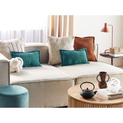 Zestaw 2 poduszek dekoracyjnych ZINNIA Sztruks 47 x 27 cm Lazurowy Jednolity