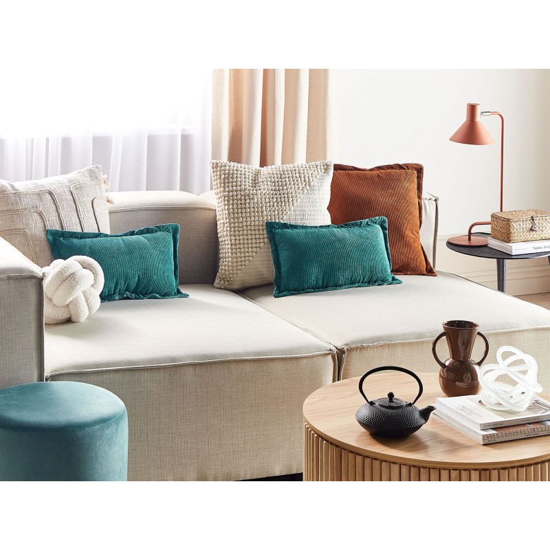 Zestaw 2 poduszek dekoracyjnych ZINNIA Sztruks 47 x 27 cm Lazurowy Jednolity