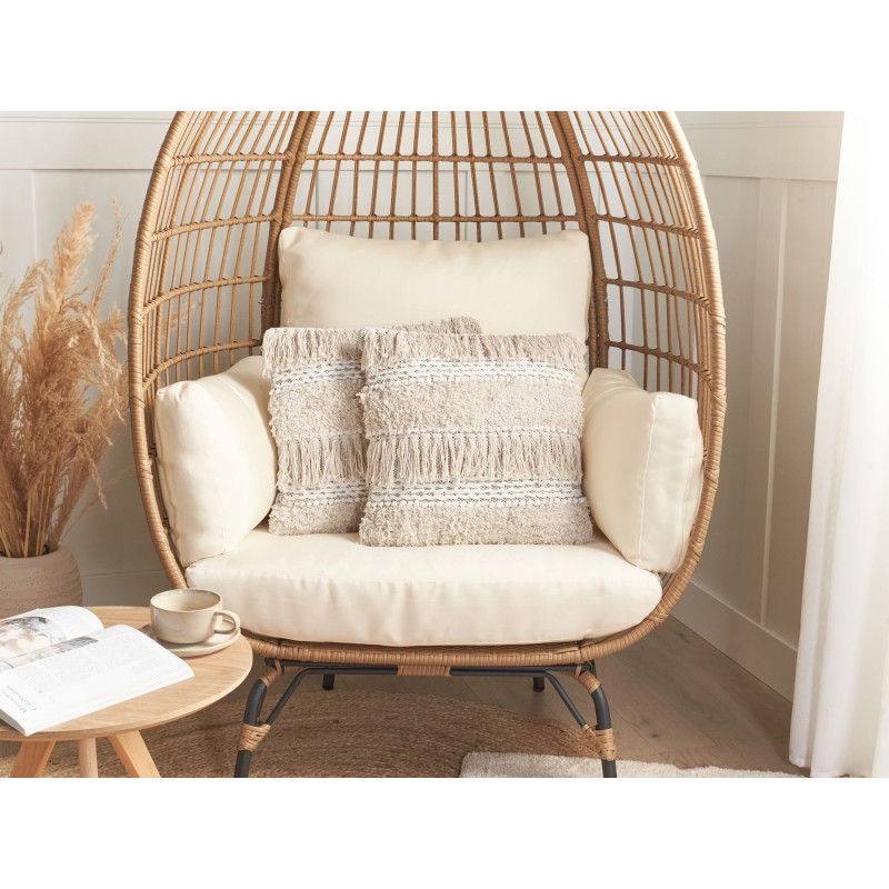 Zestaw 2 poduszek dekoracyjnych VILLUR Bawełna 45 x 45 cm Beżowy W paski